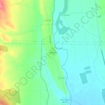 Castroañe topographic map, elevation, terrain