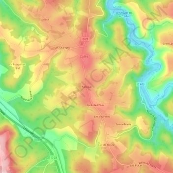 Paloque topographic map, elevation, terrain