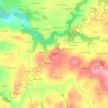 Le Mont topographic map, elevation, terrain