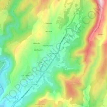 Les Sabatiers topographic map, elevation, terrain