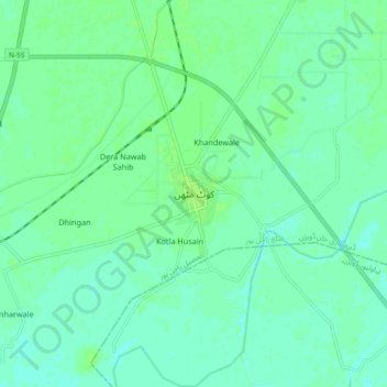 Kot Mithan topographic map, elevation, terrain