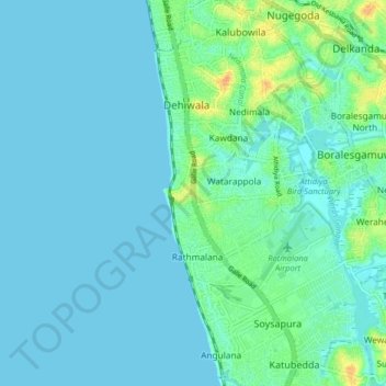 Mount Lavinia topographic map, elevation, terrain
