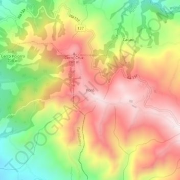 Poró topographic map, elevation, terrain