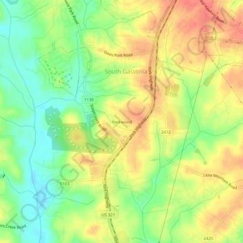 Yorkwood topographic map, elevation, terrain