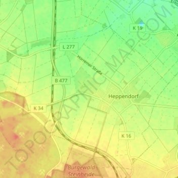 Stammeln topographic map, elevation, terrain
