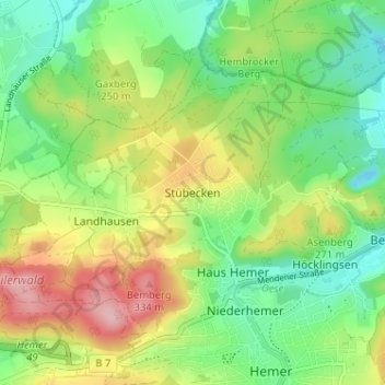 Stübecken topographic map, elevation, terrain