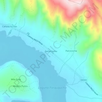 Sacha Sacha topographic map, elevation, terrain
