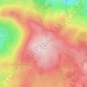 Lagoas topographic map, elevation, terrain