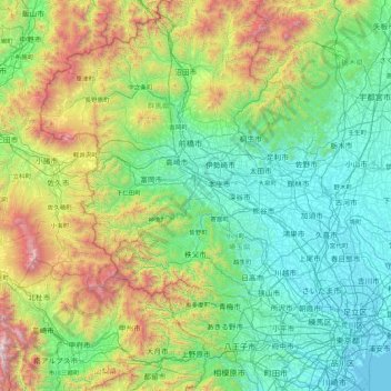 Kodama County topographic map, elevation, terrain