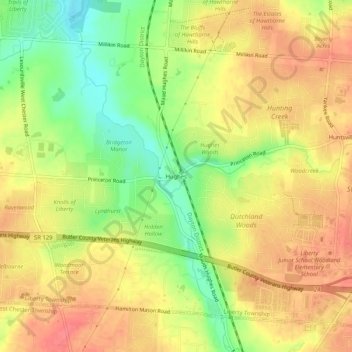 Hughes topographic map, elevation, terrain