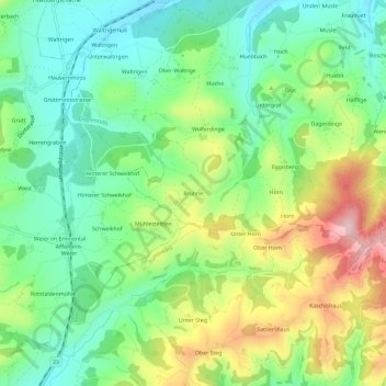 Brunne topographic map, elevation, terrain
