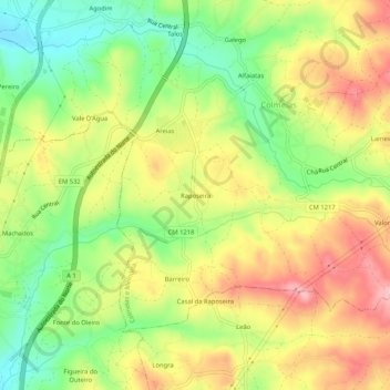 Raposeira topographic map, elevation, terrain