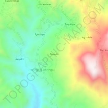 Zinantla topographic map, elevation, terrain