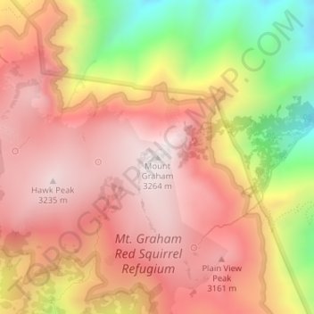 Mount Graham topographic map, elevation, terrain