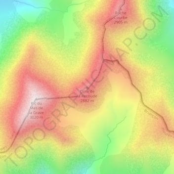 Cime de la Recoude topographic map, elevation, terrain