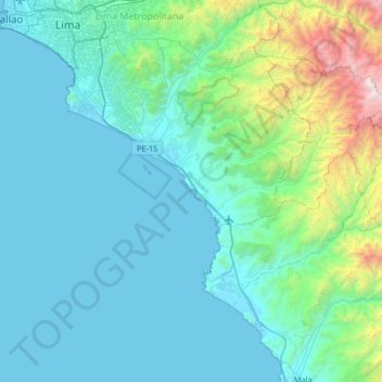 Punta Hermosa topographic map, elevation, terrain