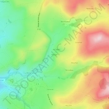 Rocagel topographic map, elevation, terrain
