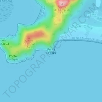 Ponta do Tigre topographic map, elevation, terrain