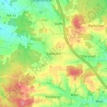 Gambach topographic map, elevation, terrain