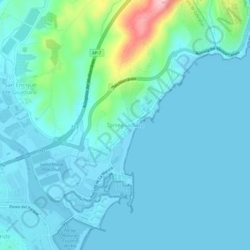 Torreguadiaro topographic map, elevation, terrain