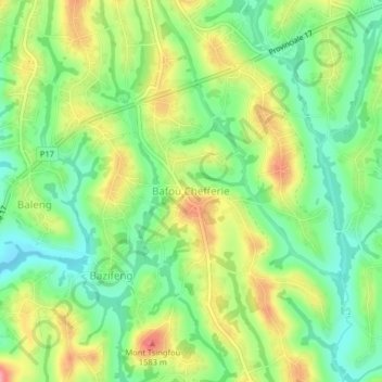 Bafou Chefferie topographic map, elevation, terrain