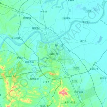 Yiyang topographic map, elevation, terrain