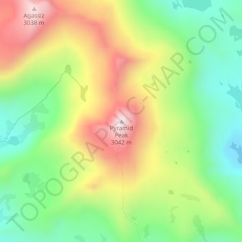 Pyramid Peak topographic map, elevation, terrain