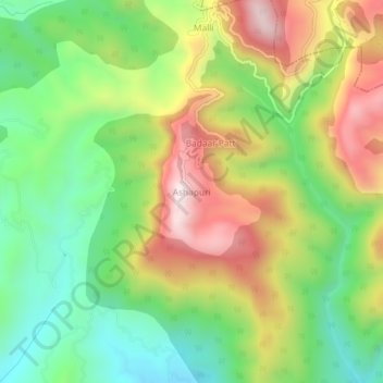 Ashapuri topographic map, elevation, terrain