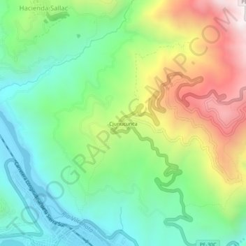 Cjunucunca topographic map, elevation, terrain