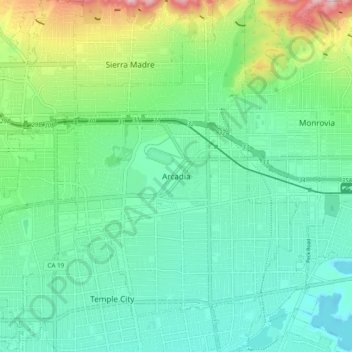 Arcadia topographic map, elevation, terrain