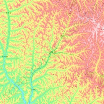 华池县 topographic map, elevation, terrain