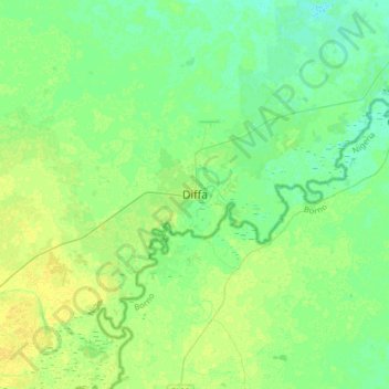 Diffa topographic map, elevation, terrain