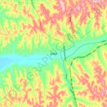 瓦塘镇 topographic map, elevation, terrain