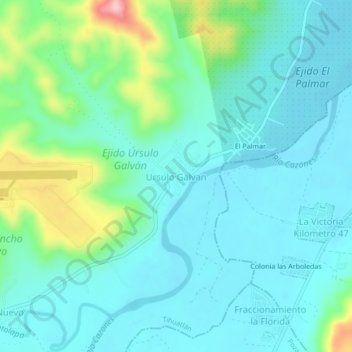 Ursulo Galvan topographic map, elevation, terrain