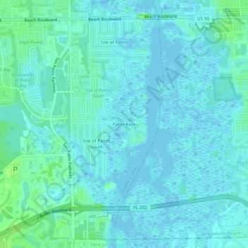 Pablo Keys topographic map, elevation, terrain