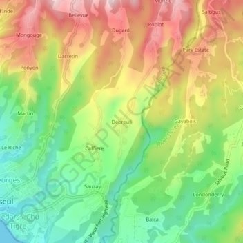 Debreuil topographic map, elevation, terrain