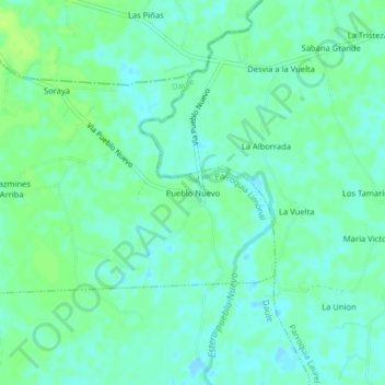 Pueblo Nuevo topographic map, elevation, terrain