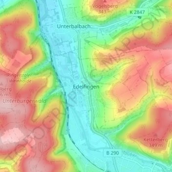 Edelfingen topographic map, elevation, terrain