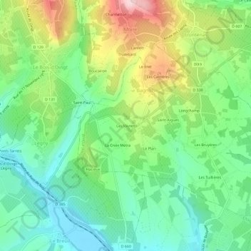 Les Vavres topographic map, elevation, terrain