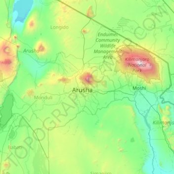 Bangata Ward topographic map, elevation, terrain