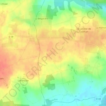 Couabot topographic map, elevation, terrain