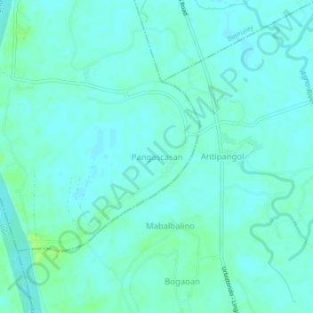 Pangascasan topographic map, elevation, terrain
