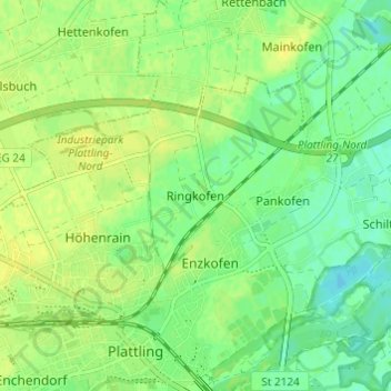 Ringkofen topographic map, elevation, terrain
