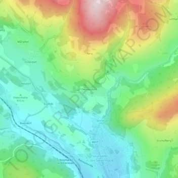 Diemersdorf topographic map, elevation, terrain
