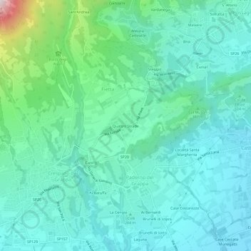 Quattro Strade topographic map, elevation, terrain