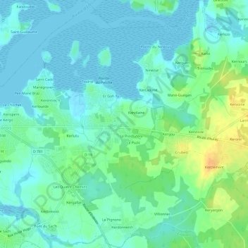 Le Couëdic topographic map, elevation, terrain