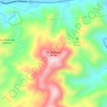 Vda. Quebrada Maria topographic map, elevation, terrain