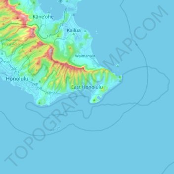 East Honolulu topographic map, elevation, terrain
