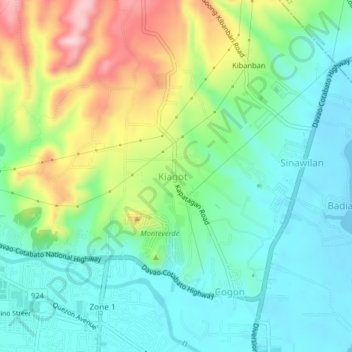 Kiagot topographic map, elevation, terrain