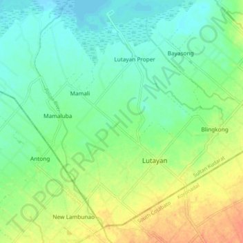 Lutayan topographic map, elevation, terrain